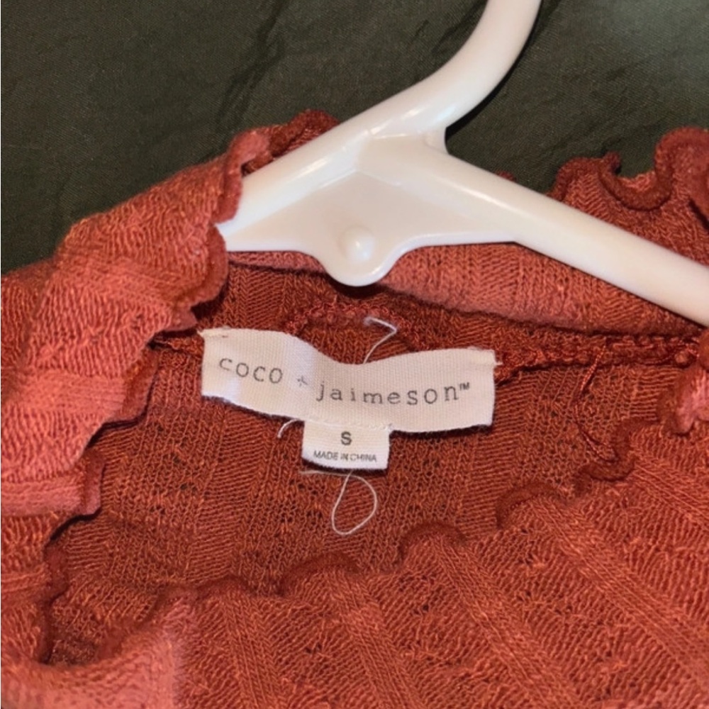 Rust Ribbed Long Sleeve Sweater - Picture 2 of 2